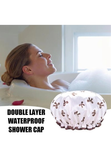 Çift Katmanlı Su Geçirmez Duş Bonesi Kirlenme Önleyici Mutfak Saç Örtüsü Banyo Banyo Şapkası Elastik Rahat (Yurt Dışından) fiyatları