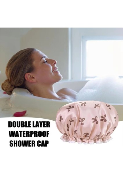 Çift Katmanlı Su Geçirmez Duş Bonesi Kirlenme Önleyici Mutfak Saç Örtüsü Banyo Banyo Şapkası Elastik Rahat (Yurt Dışından) fırsatları