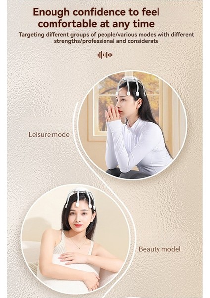 Saç Derisi Masaj Aletleri 3 Mod 8 Titreşimli Kontak Taşınabilir Kablosuz 360 Derece Elektrikli Titreşimli Saç Derisi Masaj Aletleri A (Yurt Dışından)