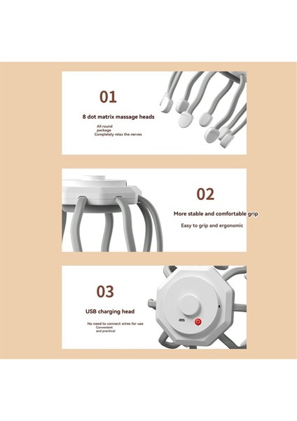 Saç Derisi Masaj Aletleri 3 Mod 8 Titreşimli Kontak Taşınabilir Kablosuz 360 Derece Elektrikli Titreşimli Saç Derisi Masaj Aletleri A (Yurt Dışından) fiyatları