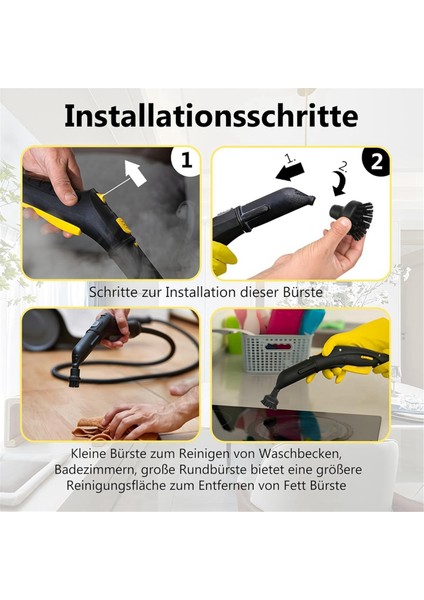 Karcher Easyfix Sc1 Sc2 Sc3 Sc4 Sc5 Buharlı Temizleyici Aksesuarları Için 12 Adet Yuvarlak Fırça Seti Nozul Yedek Parçaları (Yurt Dışından) modelleri
