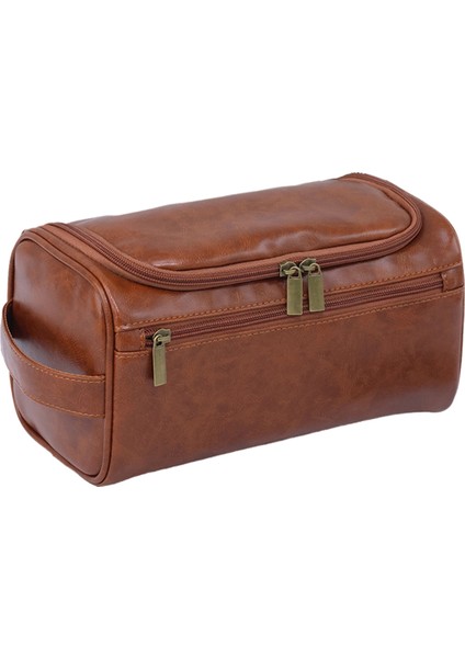 Unisex Vintage Lüks Tuvalet Çantası Seyahat Gerekli Iş Kozmetik Makyaj Çantaları Askılı Depolama Düzenleyici Çantalar Kahverengi (Yurt Dışından)