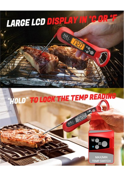 Adet Et Termometresi Dijital Anında Okunan Et Termometresi Izgara ve Pişirme Için Gıda Termometresi Mutfak Barbeküsü Için (Yurt Dışından) indirimleri