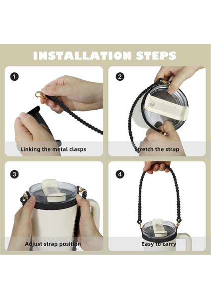 Yumuşak ve Dayanıklı Su Şişesi Tutucu, Askı, Boyun Askısı, Askılı Taşıyıcı - Çoğu 8-40OZ Su Şişesine Uyar, Siyah (Yurt Dışından) indirimleri