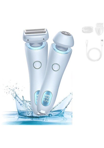 Epilatör Ağrısız Tüy Alma Evde 2'si 1 Arada Elektrikli Tıraş Makinesi Kadınlar Için Bikini Bölgesi Tüyleri Için Tıraş Makinesi Islak ve Kuru, B (Yurt Dışından)