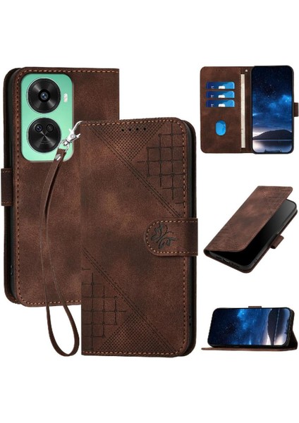 Huawei Nova 12 Se Kelebek Pu Deri Standlı, Kredi Kartı Tutucu Yuvalı, Bilek Kayışlı, Kadın Flip Folio Kılıf Telefon Kılıfı (Yurt Dışından)