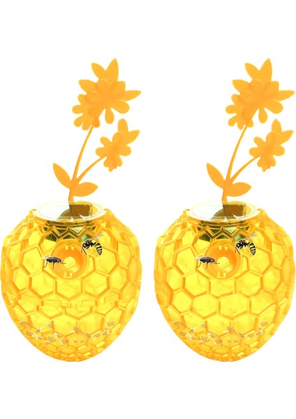 2'li Güneş Enerjili Eşek Arısı Tuzağı Dış Mekan Askılı, Yükseltilmiş LED Işıklı Arı Tuzağı Yakalayıcı, Eşek Arısı Böcek Öldürücü (Yurt Dışından)