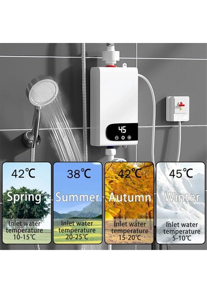 Anında Su Isıtıcısı 5500W Güç Taşınabilir Banyo, Duş ve Mutfak Için Ip4 Su Geçirmez LCD Dijital Ekran Ab Fişi (Yurt Dışından) modelleri