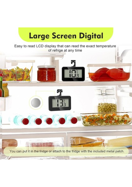 Buzdolabı Termometresi, 2'li Paket, Dijital Buzdolabı Dondurucu, Mutfak Termometresi Iç Mekan, Su Geçirmez, Büyük LCD Ekran (Yurt Dışından) fırsatları