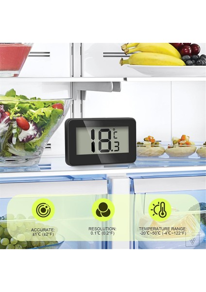 Buzdolabı Termometresi, 2'li Paket, Dijital Buzdolabı Dondurucu, Mutfak Termometresi Iç Mekan, Su Geçirmez, Büyük LCD Ekran (Yurt Dışından) indirimleri