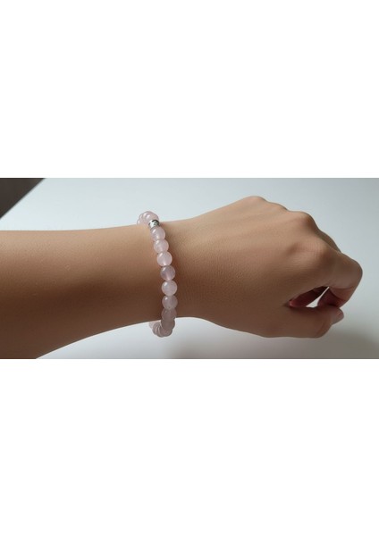 Doğal Pembe Kuvars Taş Bileklik 8 mm – Aşk ve Sevgi Taşı, Şifa ve Enerji Kristali, Elastik Takı fiyatları