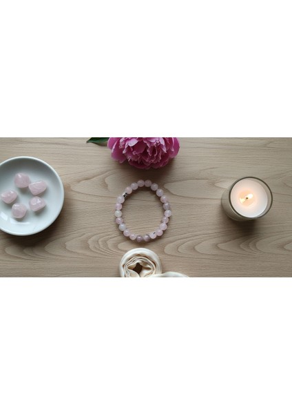 Doğal Pembe Kuvars Taş Bileklik 8 mm – Aşk ve Sevgi Taşı, Şifa ve Enerji Kristali, Elastik Takı fırsatları