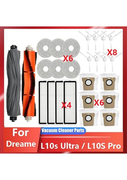 Dreame L10S Ultra / L10S Pro Robot Süpürge Aksesuarları Vakum Torbaları Paspas Filtresi Süpürge Temizleme Fırçaları (Yurt Dışından)