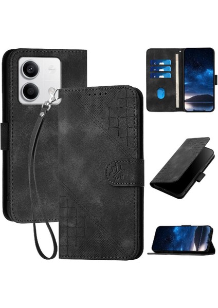 Xiaomi Redmi Note 13 5g Kelebek Pu Deri Standlı, Kredi Kartı Tutucu Yuvalı, Bilek Kayışlı, Kadın Flip Folio Kılıf Telefon Kılıfı (Yurt Dışından)