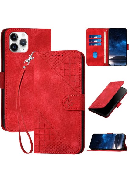 iPhone 11 Pro Max Kelebek Pu Deri Standlı, Kredi Kartı Tutucu Yuvalı, Bilek Kayışlı, Kadın Flip Folio Kılıf Telefon Kılıfı (Yurt Dışından)