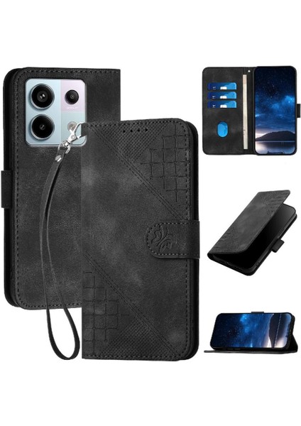 Xiaomi Redmi Note 13 Pro 5g Kelebek Pu Deri Standlı, Kredi Kartı Tutucu Yuvalı, Bilek Kayışlı, Kadın Flip Folio Kılıf Telefon Kılıfı (Yurt Dışından)