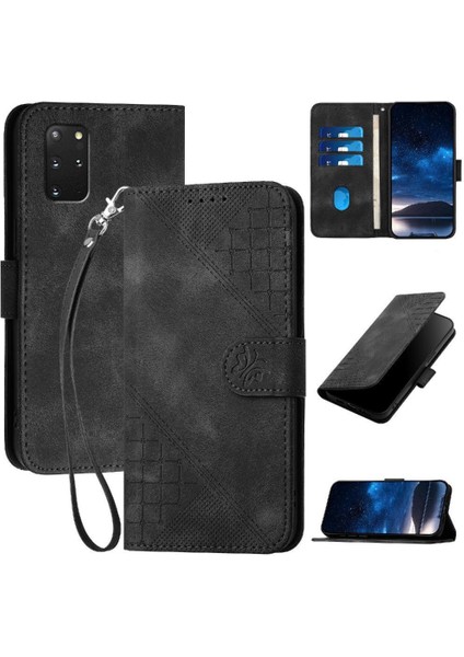 Samsung Galaxy S20 Plus Kelebek Pu Deri Standlı, Kredi Kartı Tutucu Yuvalı, Bilek Kayışlı, Kadın Flip Folio Kılıf Telefon Kılıfı (Yurt Dışından)