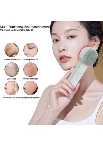 6'sı 1 Arada Termal Fonksiyonlu Yüz Temizleme Fırçası, Cilt Soğutma Masaj Aleti, Silikon Yüz Temizleme Cihazı Siyah (Yurt Dışından) fırsatları