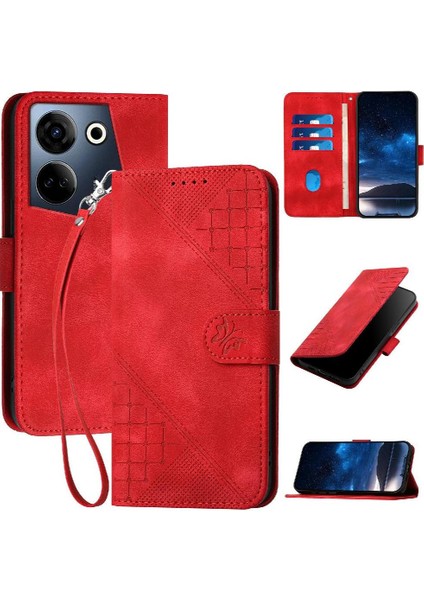 Tecno Camon 20 Kelebek Pu Deri Standlı, Kredi Kartı Tutucu Yuvalı, Bilek Kayışlı, Kadın Flip Folio Kılıf Telefon Kılıfı (Yurt Dışından)