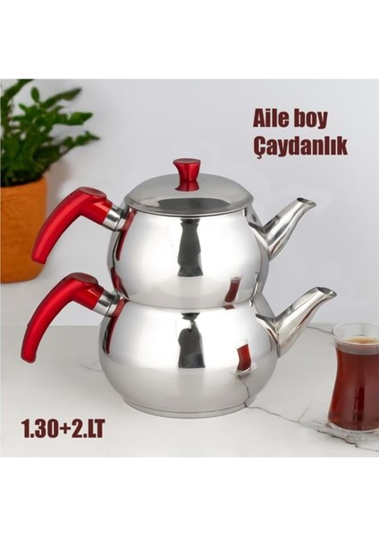 Aile Boy Paslanmaz Çelik Çaydanlık 1.30+2.00LT Çaydanlık Takımı fiyatları