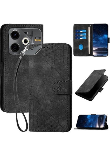 Tecno Pova 6 Neo Kelebek Pu Deri Standlı, Kredi Kartı Tutucu Yuvalı, Bilek Kayışlı, Kadın Flip Folio Kılıf Telefon Kılıfı (Yurt Dışından)
