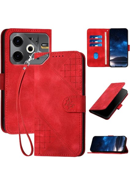 Tecno Pova 6 Neo Kelebek Pu Deri Standlı, Kredi Kartı Tutucu Yuvalı, Bilek Kayışlı, Kadın Flip Folio Kılıf Telefon Kılıfı (Yurt Dışından)