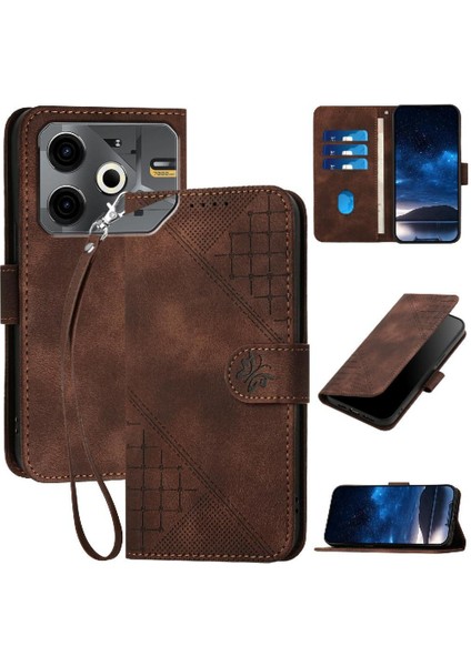 Tecno Pova 6 Neo Kelebek Pu Deri Standlı, Kredi Kartı Tutucu Yuvalı, Bilek Kayışlı, Kadın Flip Folio Kılıf Telefon Kılıfı (Yurt Dışından)