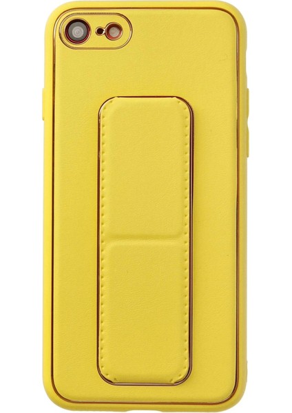 iPhone 7 Kılıf Coco Deri Standlı Kapak - SARI-(5796)