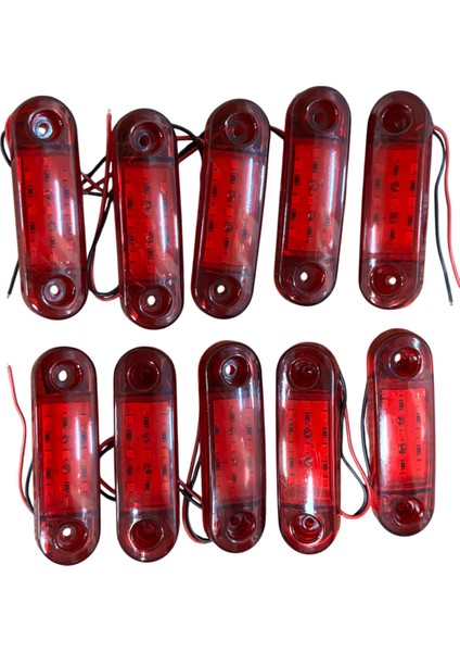 9 LED Parmak Lamba Oval 12V Kırmızı Su Geçirmez E Belgeli 10 Adet Fiyatı TAS.018K