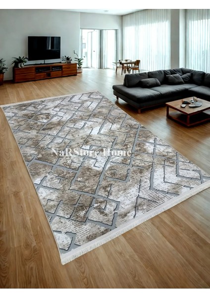 Kahve Gri Saçaklı Kaymaz Taban Yıkanabilir Kesme Yolluk Salon Mutfak Oturma Odası Halı fiyatları