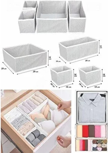 8li Dolap Içi ve Çekmece Içi Düzenleyici Organizer Giysi, Çorap, Iç Çamaşırı Saklama Kutu Seti