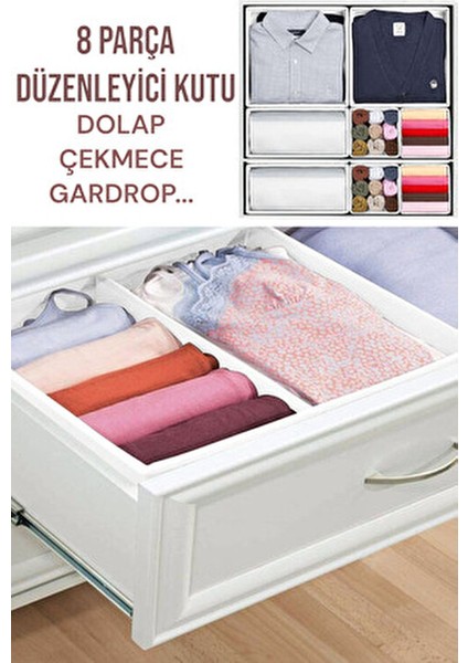 8li Dolap Içi ve Çekmece Içi Düzenleyici Organizer Giysi, Çorap, Iç Çamaşırı Saklama Kutu Seti fiyatları
