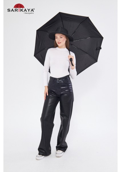 Şemsiye Tam Otomatik Rüzgarda Kırılmayan Fiber Unisex 8 Telli Siyah fırsatları