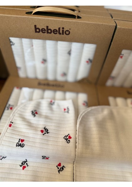 7’li “ı ❤️ Mom” Yazılı Bebek Ağız Mendili Seti modelleri