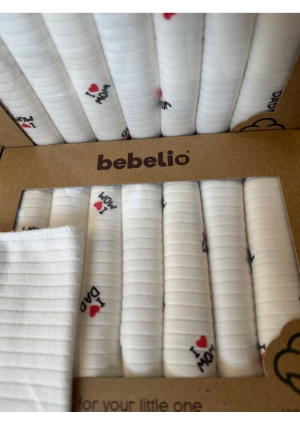 7’li “ı ❤️ Mom” Yazılı Bebek Ağız Mendili Seti