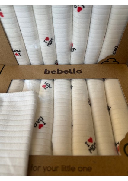 7’li “ı ❤️ Mom” Yazılı Bebek Ağız Mendili Seti