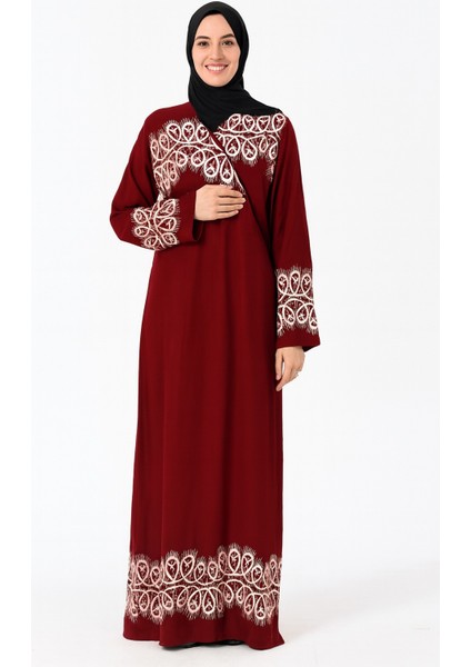 Halkalı Desenli Kruvaze Namaz Elbisesi – Yandan Bağlamalı, Rahat Kesim 36–46 Beden