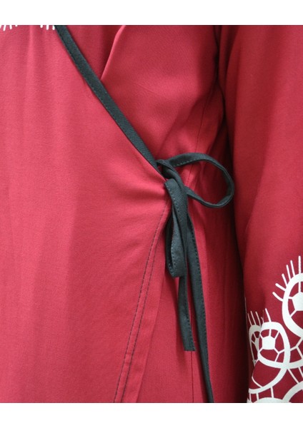 Halkalı Desenli Kruvaze Namaz Elbisesi – Yandan Bağlamalı, Rahat Kesim 36–46 Beden modelleri