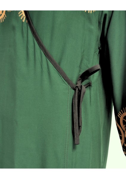 Halkalı Desenli Kruvaze Namaz Elbisesi – Yandan Bağlamalı, Rahat Kesim 36–46 Beden fırsatları