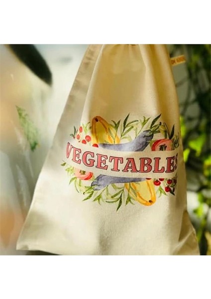 Baskılı Çok Amaçlı Bez Kese Kumaş KESE%100 Ham Pamuk (Vegetables, 30X40 Cm) fiyatları