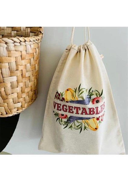 Baskılı Çok Amaçlı Bez Kese Kumaş KESE%100 Ham Pamuk (Vegetables, 30X40 Cm) modelleri