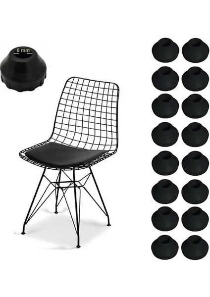 Tel Sandalye Masa Sehpa Ayak Pabucu 16 Adet (Çap 6mm)