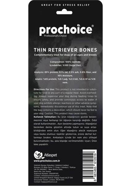 Thin Retriever Bones, Ince Köpek Ödül Kemiği 6 Parça fiyatları