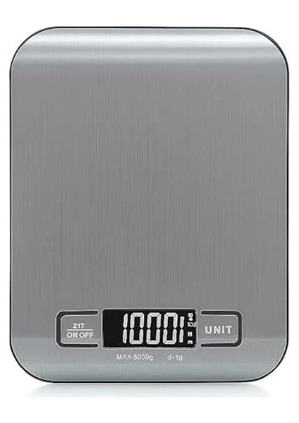 Dijital Mutfak Terazisi – 5000 G / 1 G Hassasiyetli Paslanmaz Çelik Tartı, LCD Ekranlı