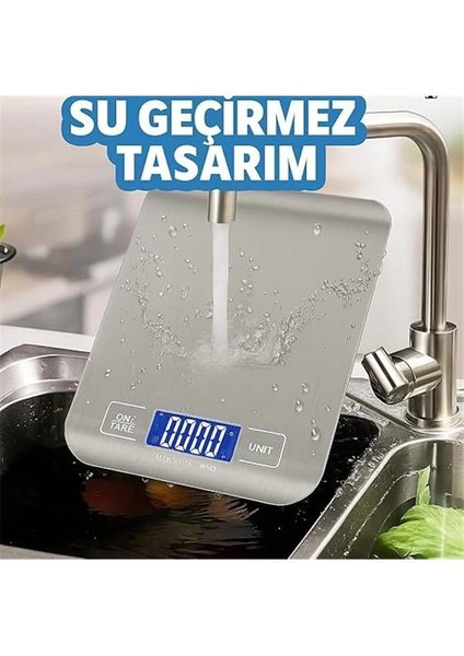 Dijital Mutfak Terazisi – 5000 G / 1 G Hassasiyetli Paslanmaz Çelik Tartı, LCD Ekranlı fırsatları