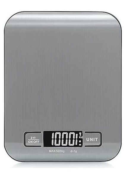 Dijital Mutfak Terazisi – 5000 G / 1 G Hassasiyetli Paslanmaz Çelik Tartı, LCD Ekranlı