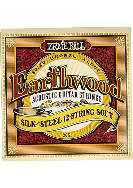 Earthwood Ipek ve Çelik Yumuşak Akustik Gitar Telleri, 12 Telli, 80/20 Bronz, Ölçü 9-46