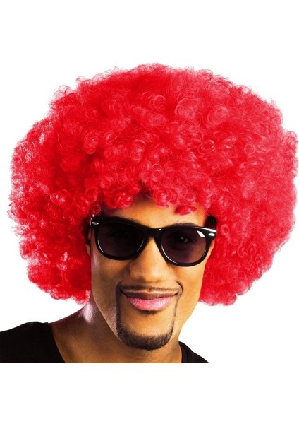 Kırmızı Renk Kıvırcık Afro Bonus Peruk - Lisinya
