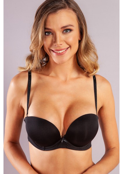 Genius Balconette Heavy Push Up Bra, Siyah Konforlu ve Şık Sütyen