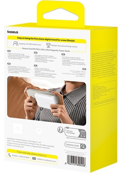 Enerfill FM11 Ultra-Mini Magnetic Super Hızlı Power Bank Type-C Çıkışlı 10000MAH 22.5W Beyaz (Içinde Type-C Den Type C Ye Şarj Kablosu Mevcut)